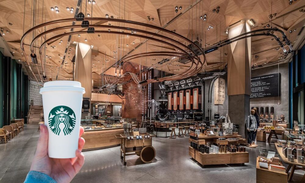Hand holding a Starbucks cup at the Tokyo Reserve Roastery