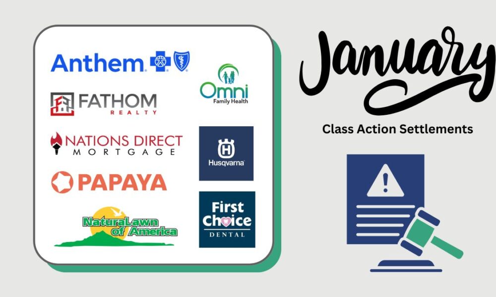 January class action roundup of brands associated for the month including Anthem health